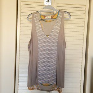 Porridge Unique Sleeveless Blouse / Tank Top Contrast Patterns Front & Back XL